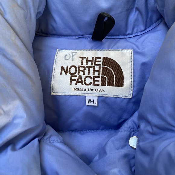Vintage 80s North Face Goose Down Vest Periwinkle Women Large Puffer Purple USA - Picture 2 of 9